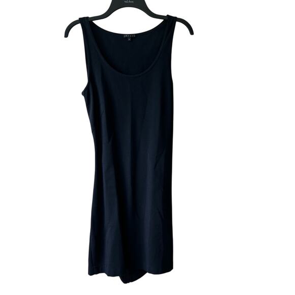 Theory Sheath Dress Bodycon Sleeveless Knit Open Back Black Womens 8 Event Party - Picture 1 of 11